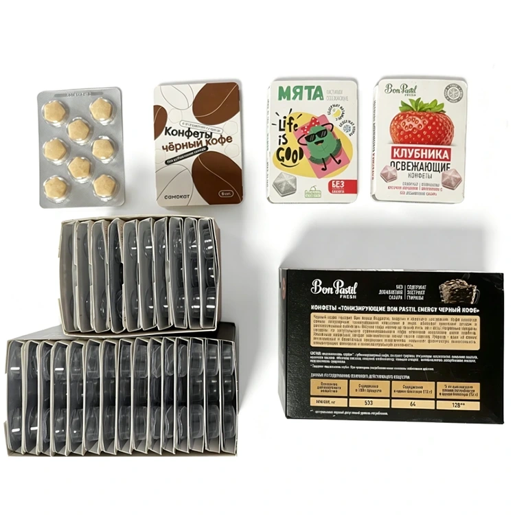 Russia company-----Automatic coffee sugar blister with differnt size box cartoning machine line